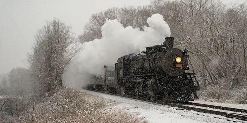 Snowy Scene - Essex Steam Train & Riverboat - Essex, CT