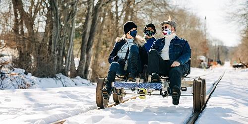 Winter Rail Bike at Essex Steam Train & Riverboat - Lower CT River Valley