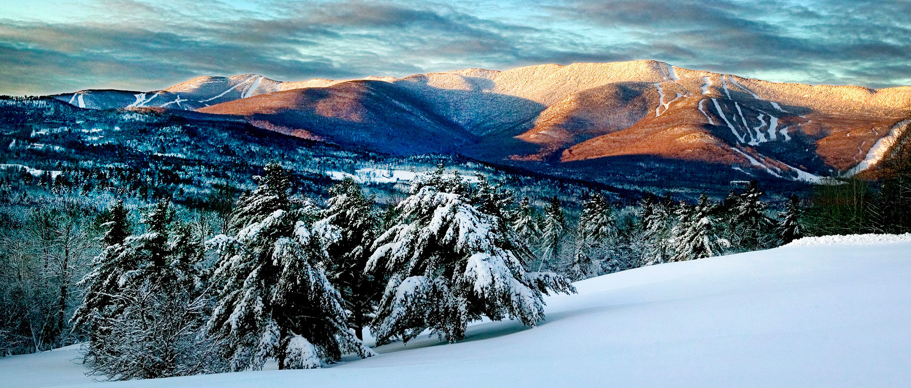 Winter Sunset on Ski Mountains - Photo Credit VT Dept of Tourism and Marketing