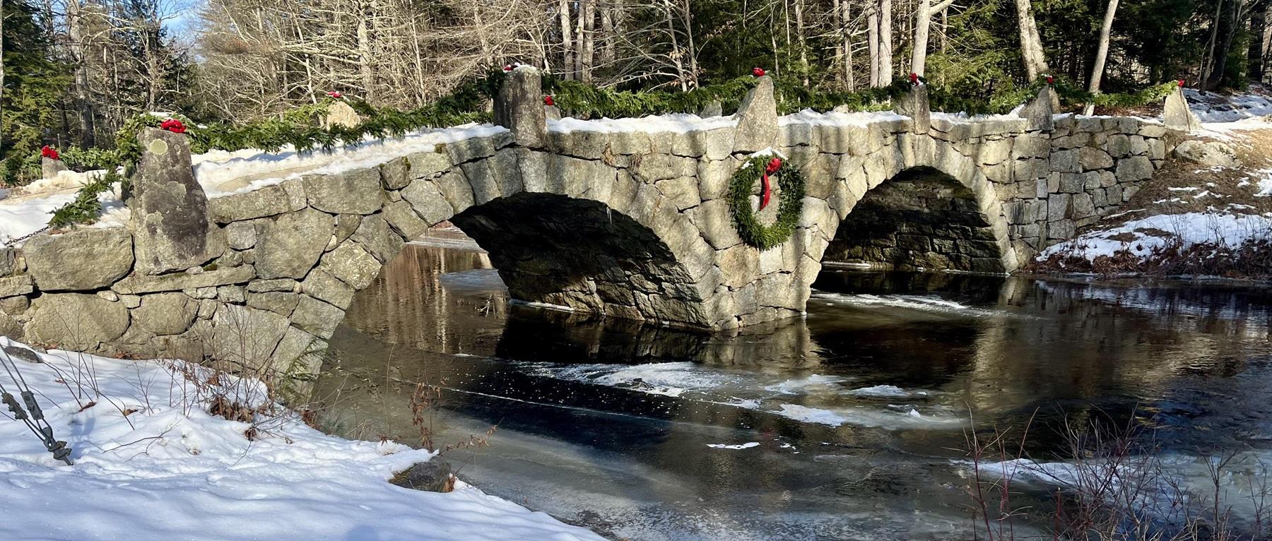 Winter View of Stone Arch Bridge in Hillsborough, New Hampshire - Photo Credit NH Dept. of Travel & Tourism Development